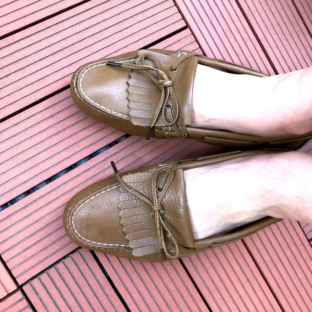 Aigle Tan Leather Women’s Loafers Boat Shoes Luxury Old Money Comfy Walking Shoe